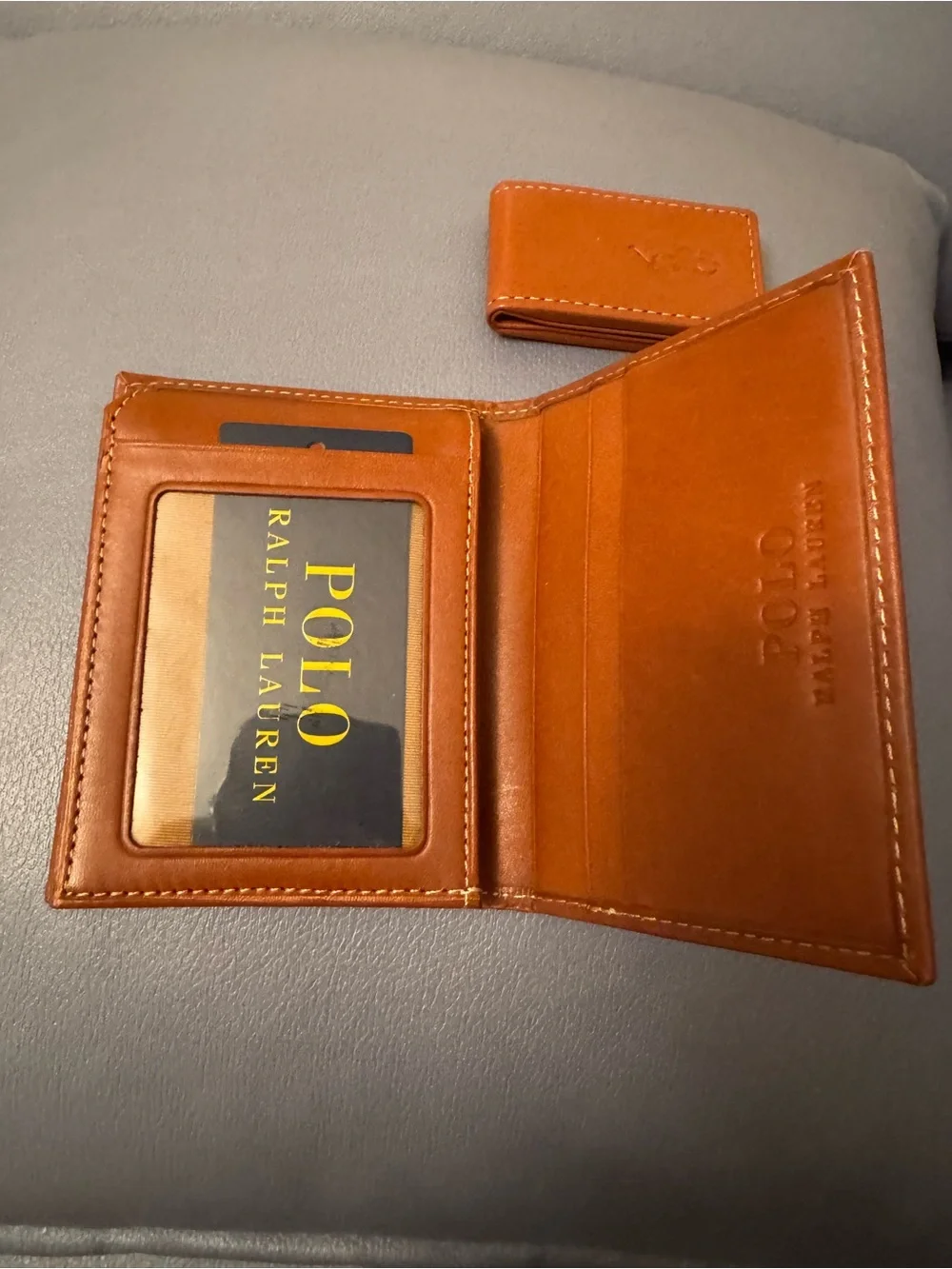 POLO RALPH LAUREN MEN’S LEATHER BILLFOLD ID FLIP WALLET& Money Clip Magnetic